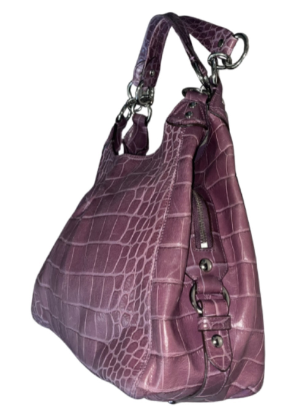 COACH Madison Maggie Exotic
Croc Embossed Leather Shoulder Bag Purple - Picture 4 of 14